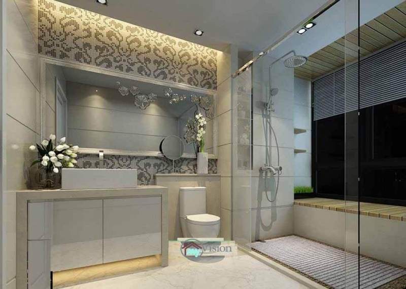 bathroom designed with mirrors