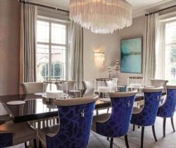 blue chairs dining room