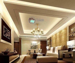 false ceiling with hanging lamp